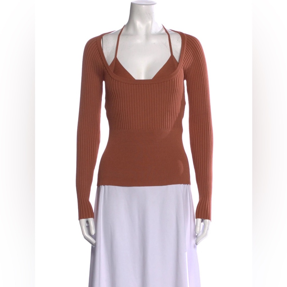 Jonathan Simkhai Rust Ribbed Knit Top